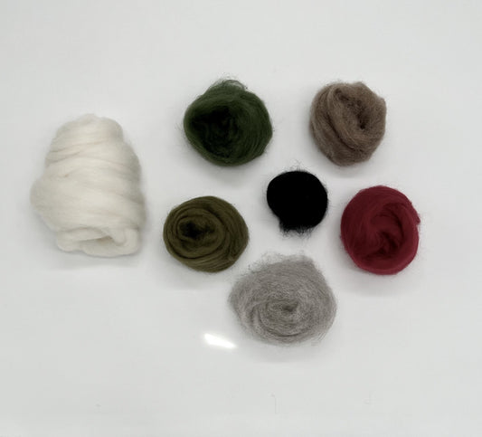 Wool roving Christmas colours 7 pack for needle felting