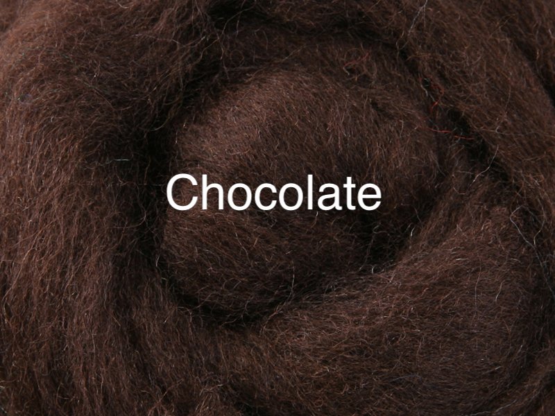Corriedale sliver dyed 10g chocolate colour