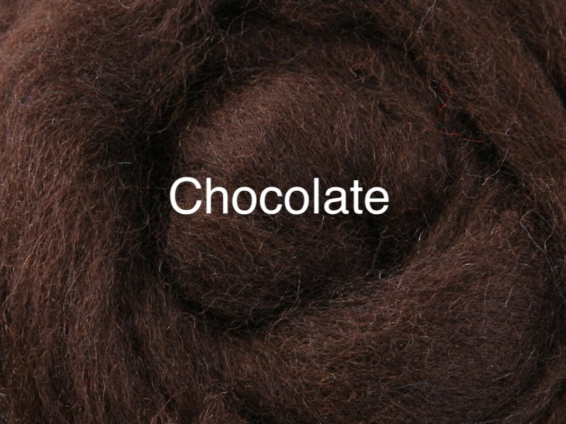 Corriedale sliver 50-100g chocolate colour wool roving