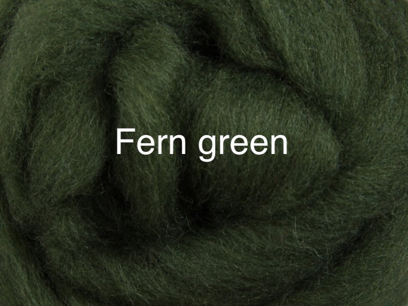 Corriedale sliver dyed 10g fern green colour