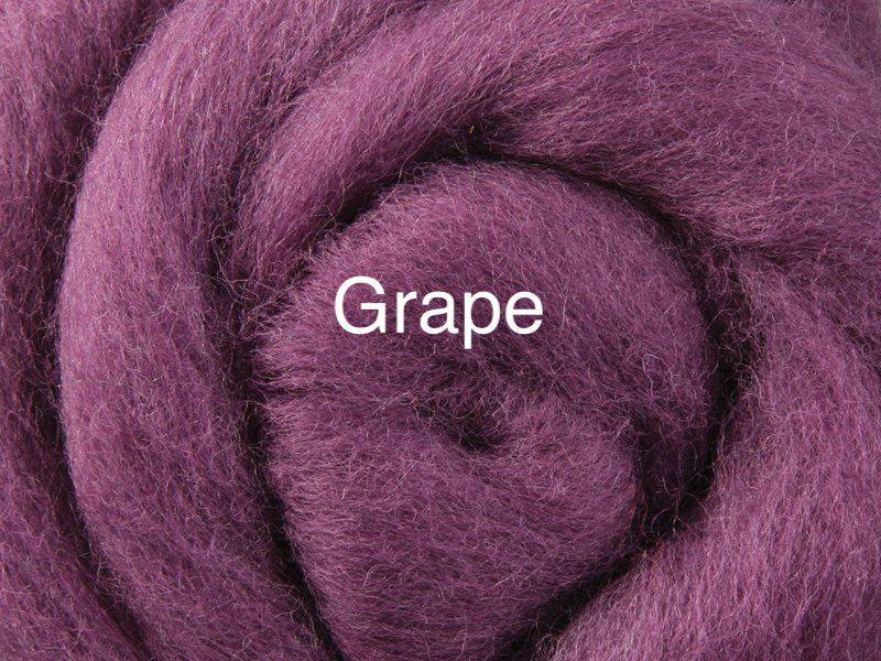Corriedale sliver dyed 10g grape colour