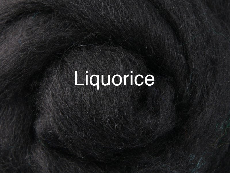 Corriedale sliver 50-100g liquorice colour wool roving