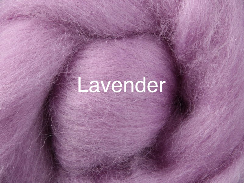 Corriedale sliver dyed 10g lavender colour