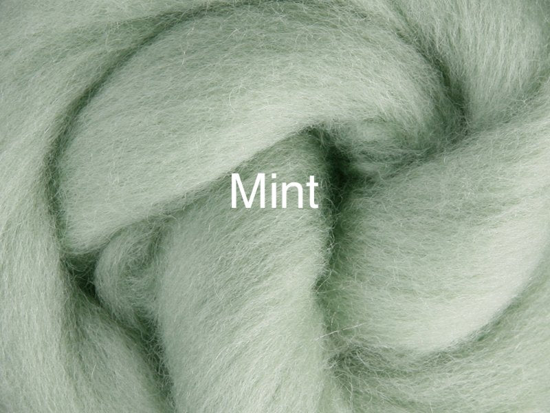 Corriedale sliver 50-100g mint colour wool roving