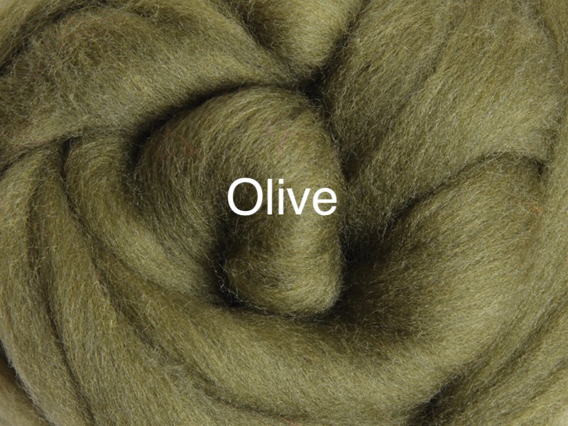 Corriedale sliver 50-100g olive colour wool roving