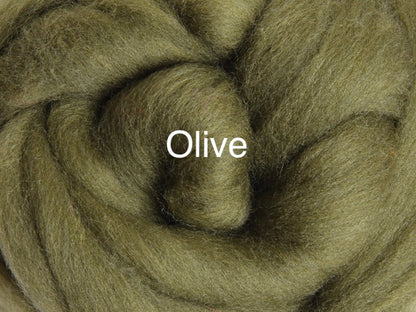 Corriedale sliver dyed 10g olive colour