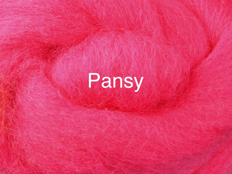 Corriedale sliver 50-100g pansy colour wool roving