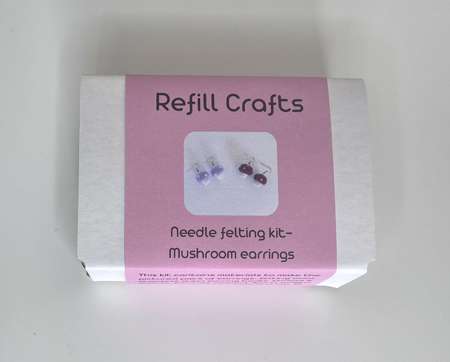 Mushroom earring needle felting kit (makes 2 pairs)