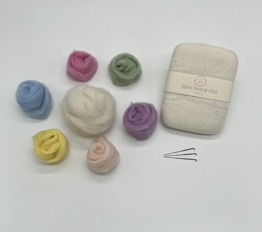 Beginners needle felting kit- Includes corriedale sliver 6 colour pack (9 colour pack variations)